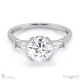 trilogy round lab grown diamond engagement ring platinum with baguette side lab grown diamonds with platinum metal and round shape diamond