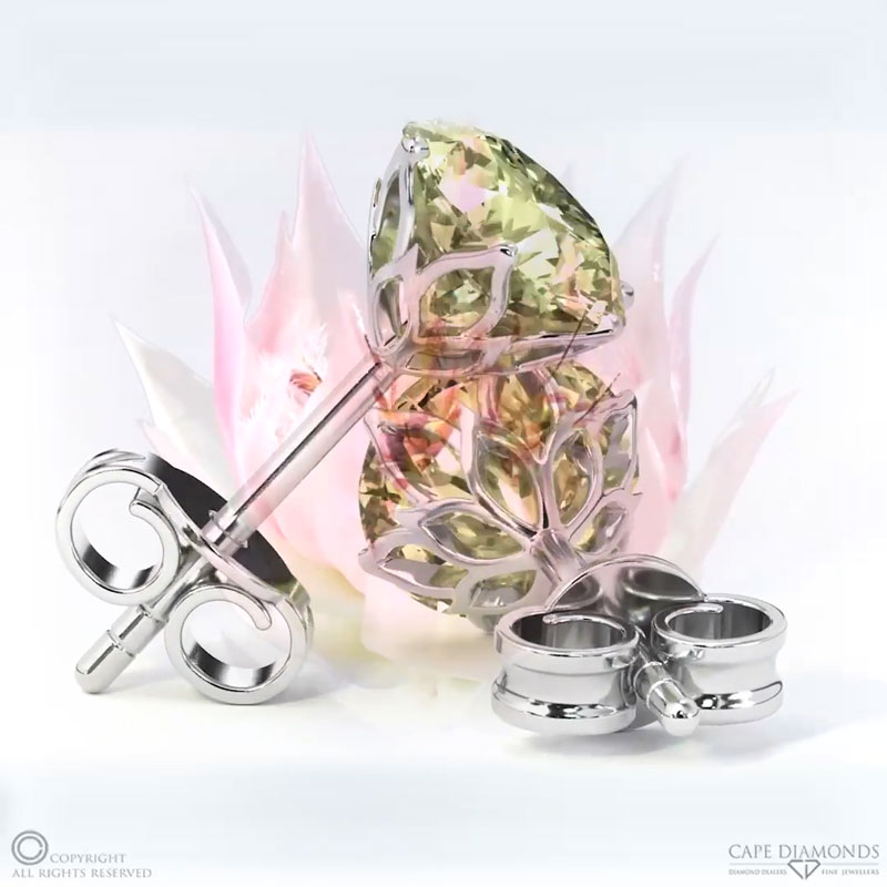 Blushing Bride Yellow Diamond White Gold Earrings