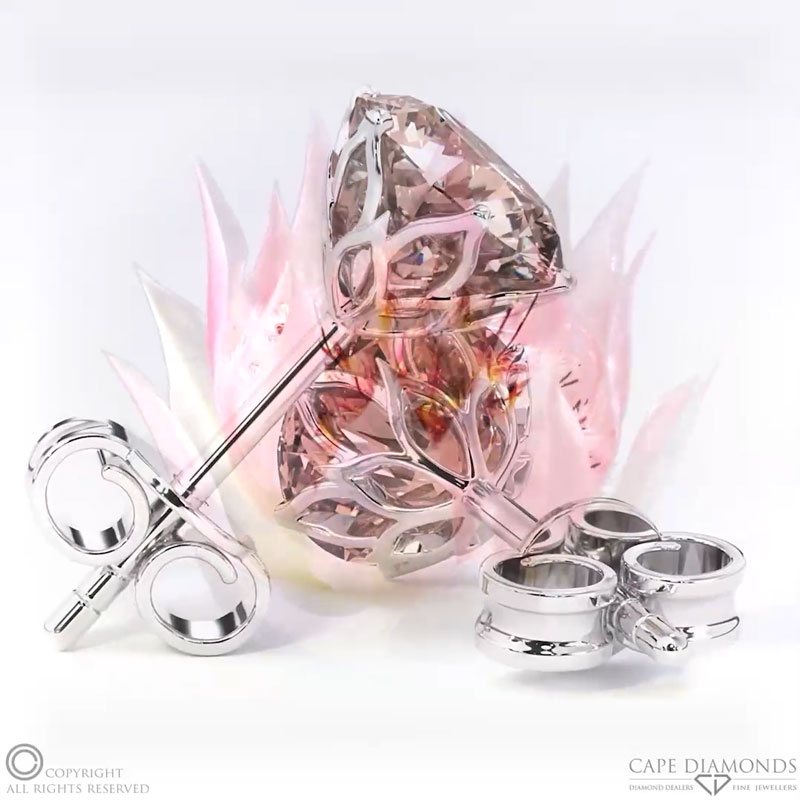 Blushing Bride Lab Pink Diamond White Gold Earrings