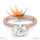 stunning strelitzia double side stone lab grown diamond engagement ring rose gold with 9k rose gold metal and round shape diamond