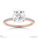 round-cut natural diamond with side stones engagement ring rose gold with 18k rose gold metal and round shape diamond