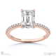 natural diamond emerald cut 4 claw engagement ring rose gold with 9k rose gold metal and emerald shape diamond