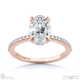 pavé natural diamond covered four-claw semi-hidden halo oval natural diamond engagement ring rose gold with 9k rose gold metal and oval shape diamond
