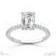 emerald natural diamond four-claw hidden halo engagement ring white gold with pavé side natural diamonds with 18k white gold metal and emerald shape diamond