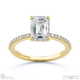 emerald natural diamond four-claw hidden halo engagement ring yellow gold with pavé side natural diamonds with 9k yellow gold metal and emerald shape diamond