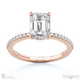 natural diamond 4 claw double hidden halo side stones engagement ring rose gold with 9k rose gold metal and emerald shape diamond