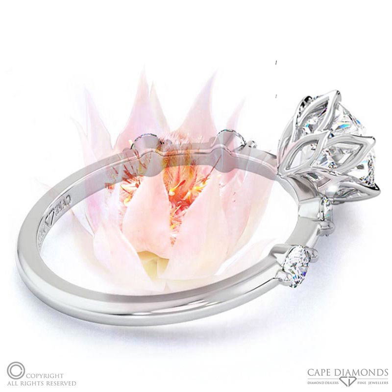 Blushing Bride Natural Diamond Engagement Ring White Gold With Side Natural Diamond Drops