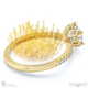 low-set pincushion lab grown diamond on thin squared band with pavé side diamonds with 18k yellow gold metal and round shape diamond