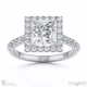 princess cut natural diamond halo with side stones engagement ring white gold with 9k white gold metal and princess shape diamond