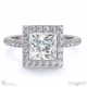 princess natural diamond halo cathedral natural diamond engagement ring white gold with pavé side natural diamonds with 18k white gold metal and princess shape diamond