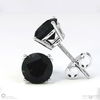 natural black diamond white gold 4-claw earrings with 9k white gold metal and round shape diamond