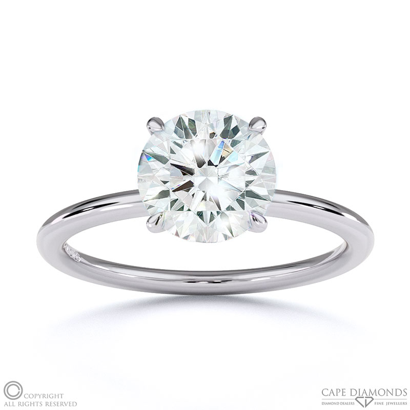 Lab Grown Diamond Round Hidden Halo Engagement Ring White Gold