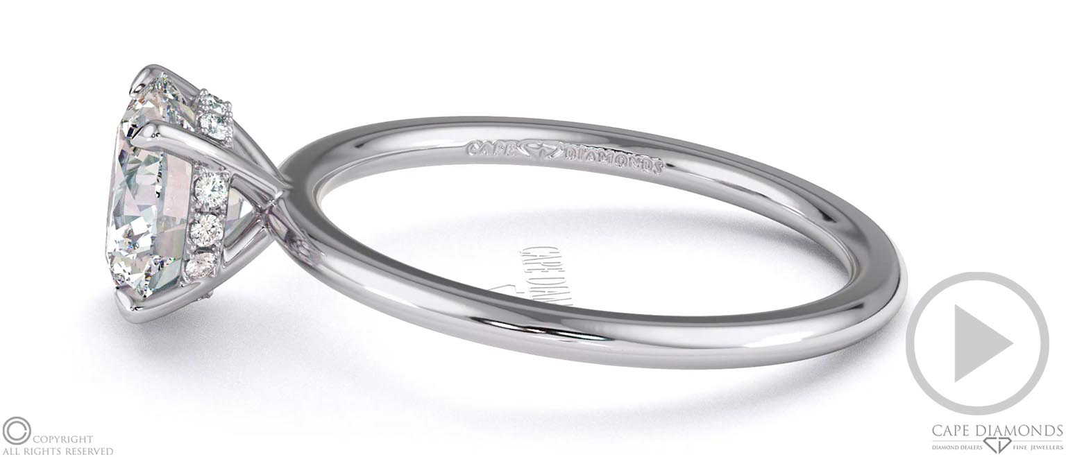Natural Diamond Round Cut Hidden Halo Engagement Ring White Gold top video