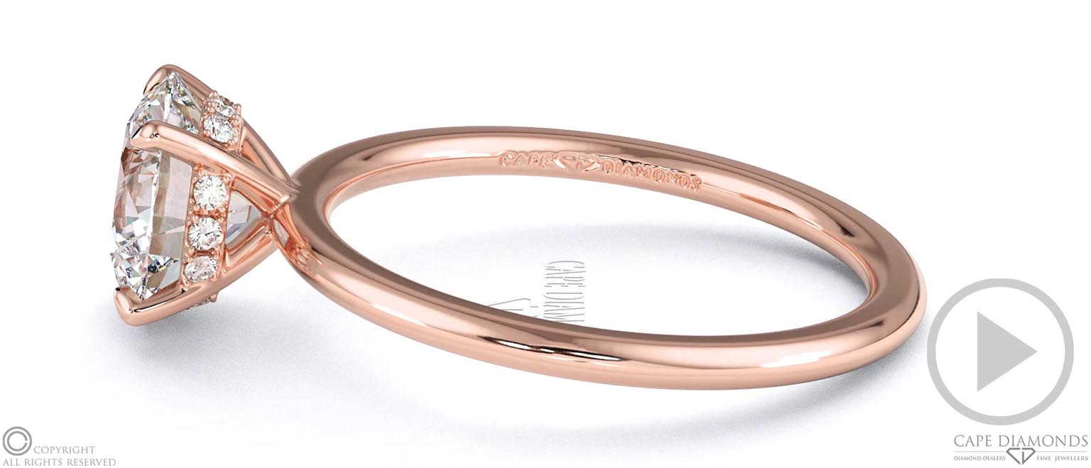 Lab Grown Diamond Round Cut Hidden Halo Engagement Ring Rose Gold top video