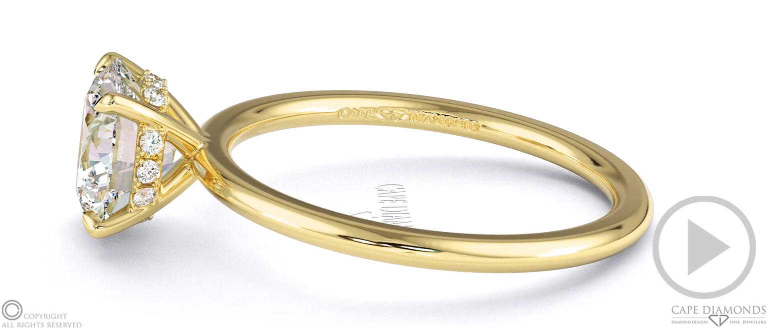 Natural Diamond Round Hidden Halo Solitare Engagement Ring Yellow Gold top video