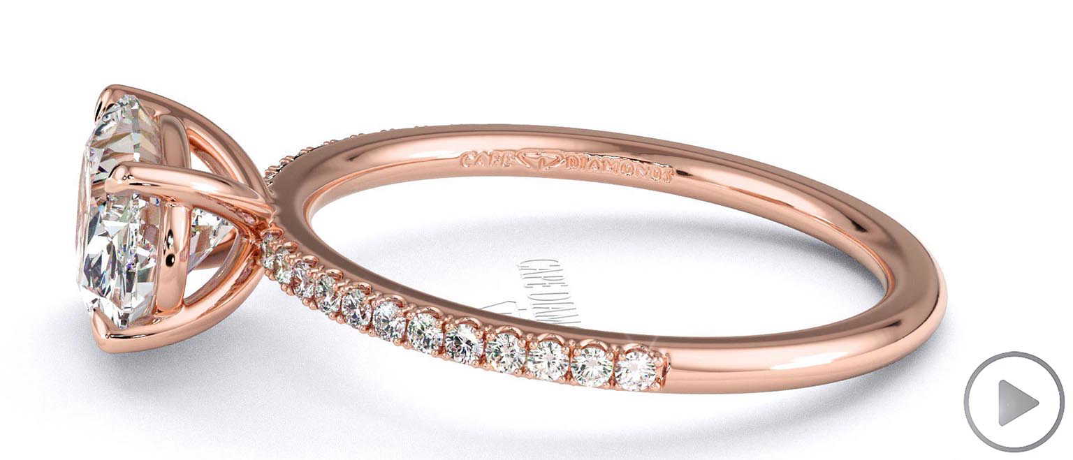 Lab Grown Diamond Oval East West Side Stone Engagement Ring Rose Gold top video