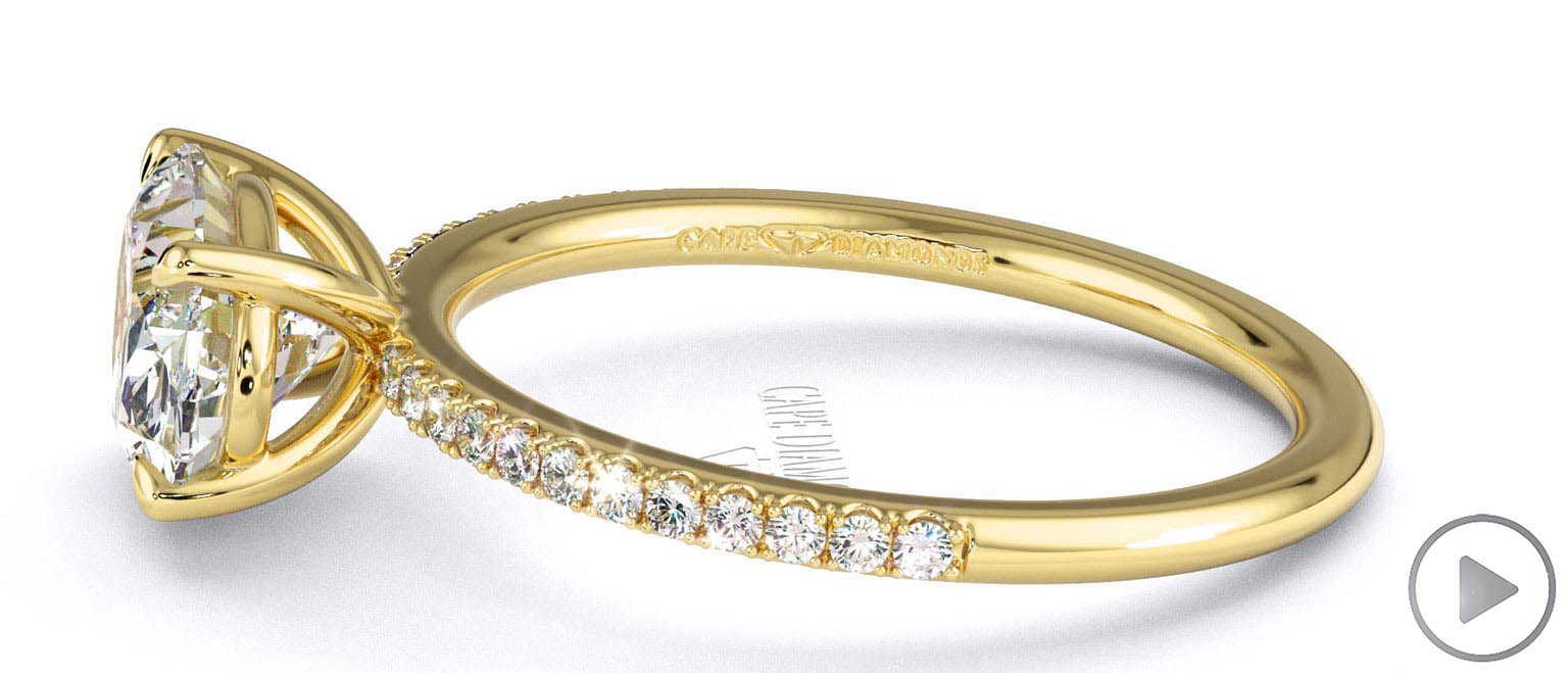 Natural Diamond Oval East West Side Stone Engagement Ring Yellow Gold top video