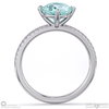 aquamarine cushion east west side stone engagement ring platinum with platinum metal and cushion shape diamond