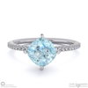 aquamarine cushion east west side stone engagement ring platinum with platinum metal and cushion shape diamond