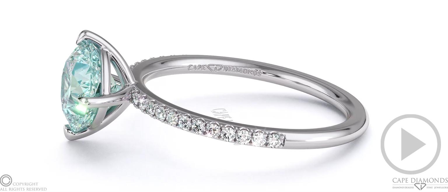 Aquamarine Cushion East West Side Stone Engagement Ring Platinum top video