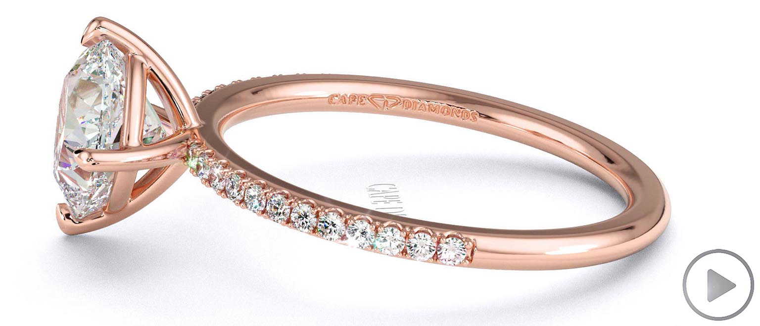 Lab Grown Diamond East West Cushion Side Stones Engagement Ring Rose Gold top video
