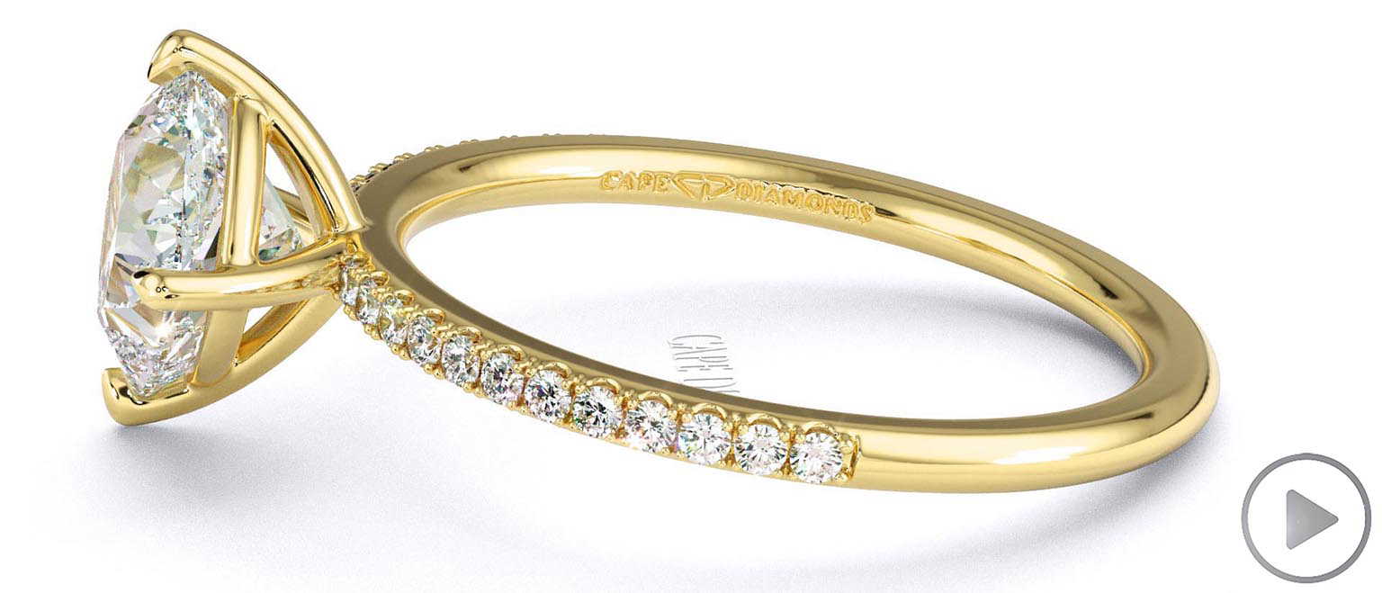 Lab Grown Diamond Cushion Cut Pave East To West Engagement Ring Yellow Gold top video