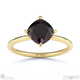 black natural diamond east west cushion cut solitaire engagement ring yellow gold with 18k yellow gold metal and cushion shape diamond