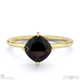 black natural diamond east west cushion cut solitaire engagement ring yellow gold with 18k yellow gold metal and cushion shape diamond