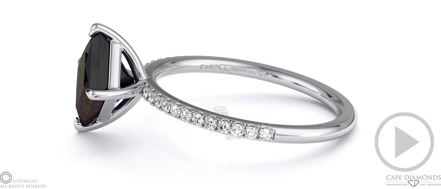 Black Lab Grown Diamond Princess Cut Pave Engagement Ring White Gold top video