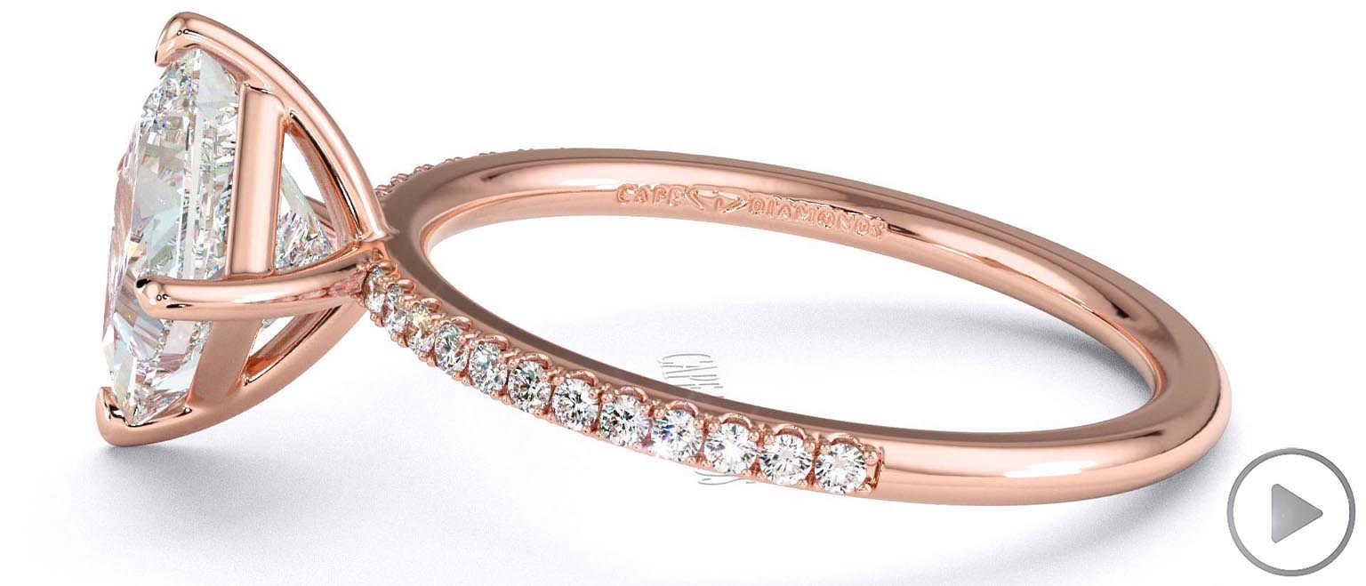 Lab Grown Diamond Princess Cut Pave Engagement Ring Rose Gold top video