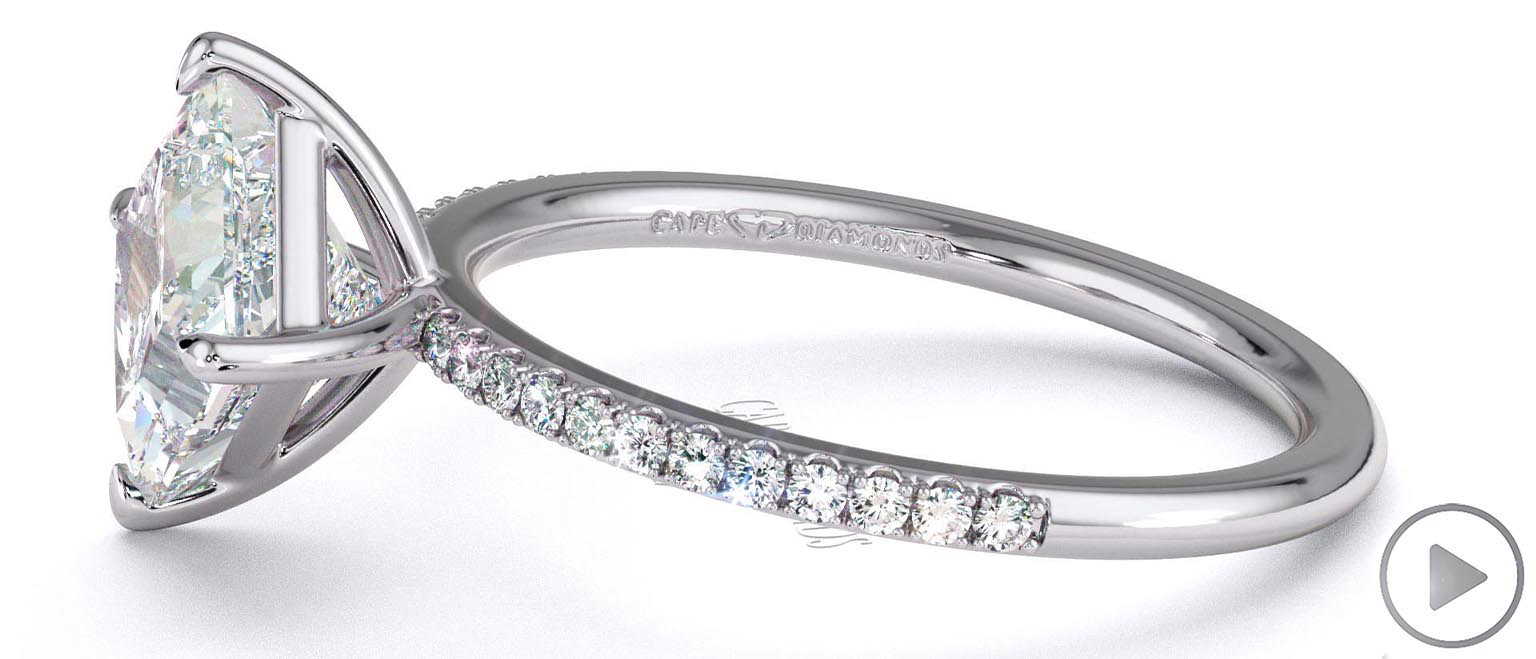 Lab Grown Diamond Princess Cut East To West Setting Pave Engagement Ring Platinum top video