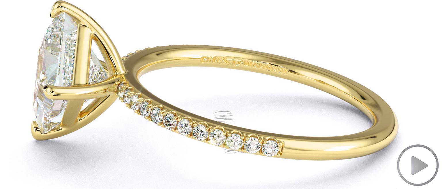 Natural Diamond Princess Cut Pave East To West Engagement Ring Yellow Gold top video