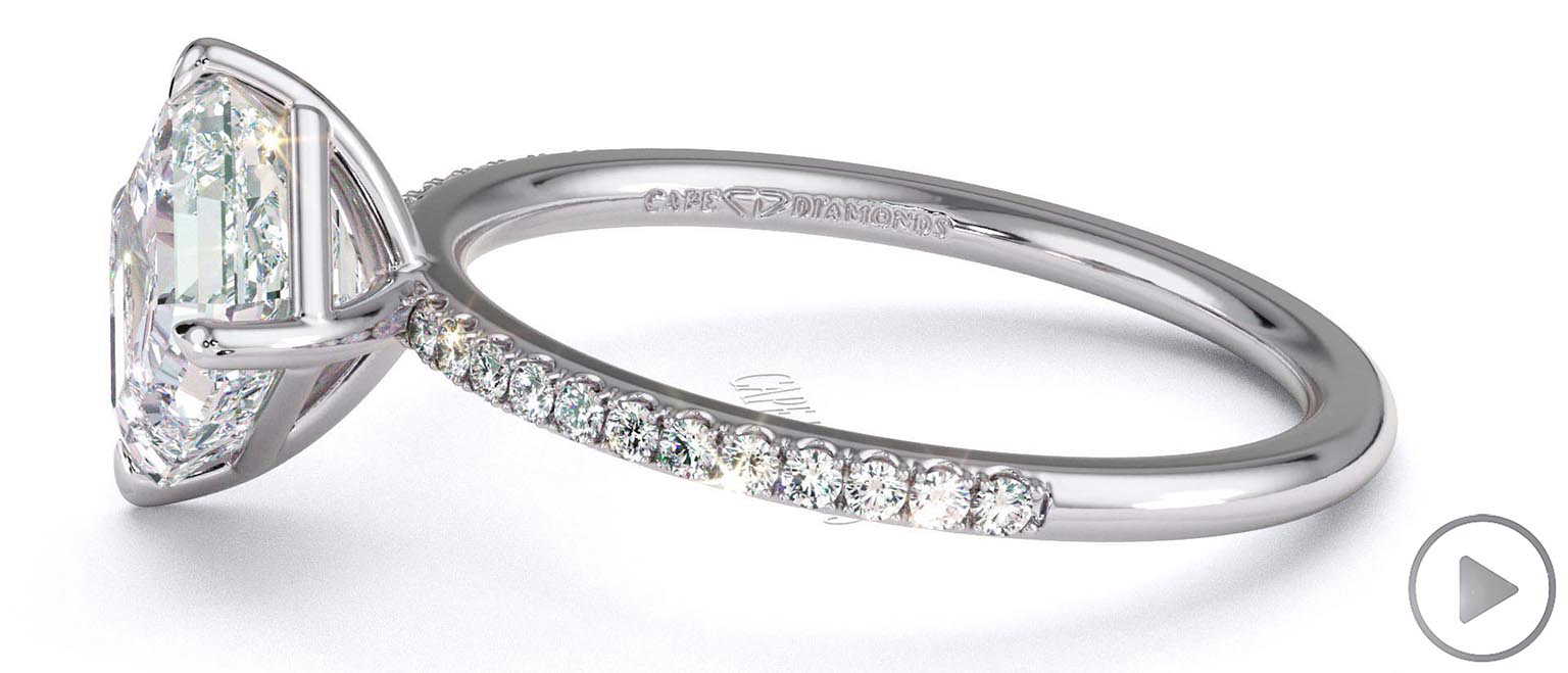 Lab Grown Diamond Asscher East West Side Stone Engagement Ring Platinum top video