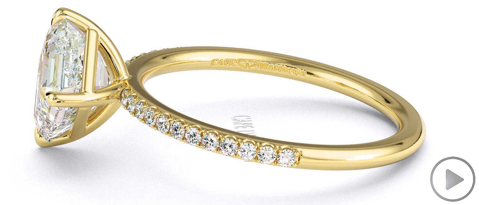 Natural Diamond Asscher Cut East To West Setting Pave Engagement Ring Yellow Gold top video