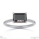 black natural diamond emerald cut pave east to west engagement ring white gold with 9k white gold metal and emerald shape diamond