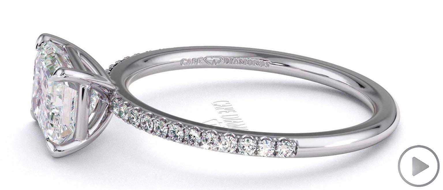 Lab Grown Diamond Emerald Cut East To West Setting Pave Engagement Ring White Gold top video