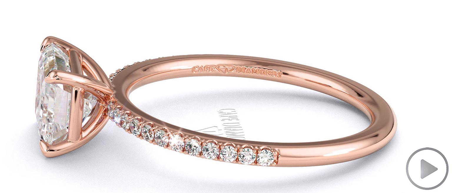 Natural Diamond Emerald Cut East To West Setting Pave Engagement Ring Rose Gold top video