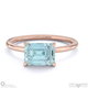 blue natural diamond east west emerald cut solitaire engagement ring rose gold with 9k rose gold metal and emerald shape diamond