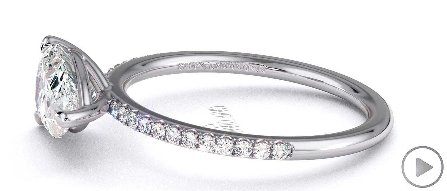 Natural Diamond East West Pear Cut Side Stones Engagement Ring White Gold top video