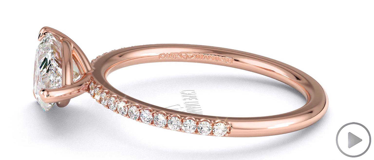 Lab Grown Diamond Pear Cut Pave East To West Engagement Ring Rose Gold top video