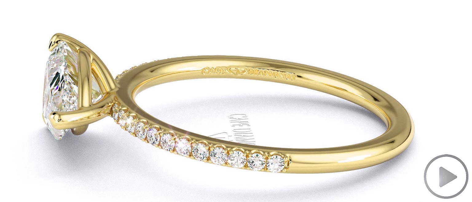 Lab Grown Diamond Pear Cut Pave Engagement Ring Yellow Gold top video