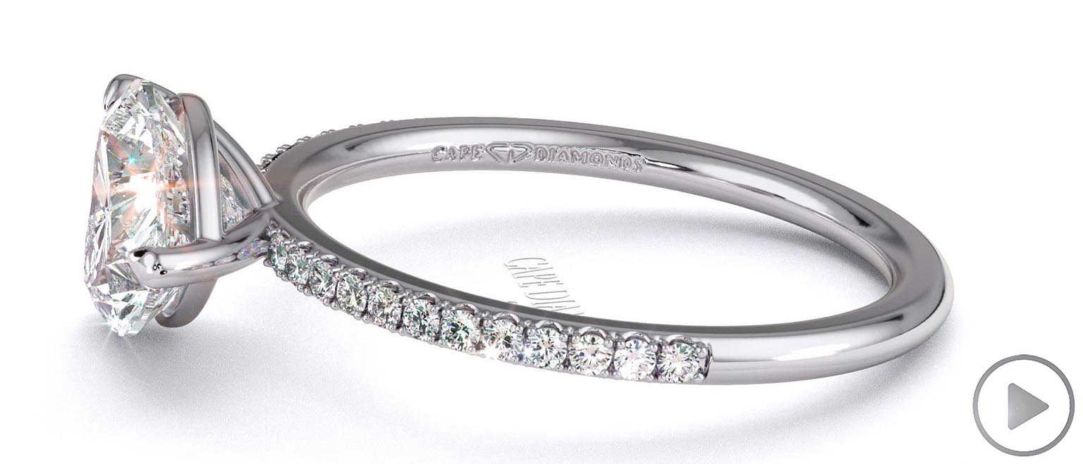 Natural Diamond Heart Cut Pave Engagement Ring White Gold top video