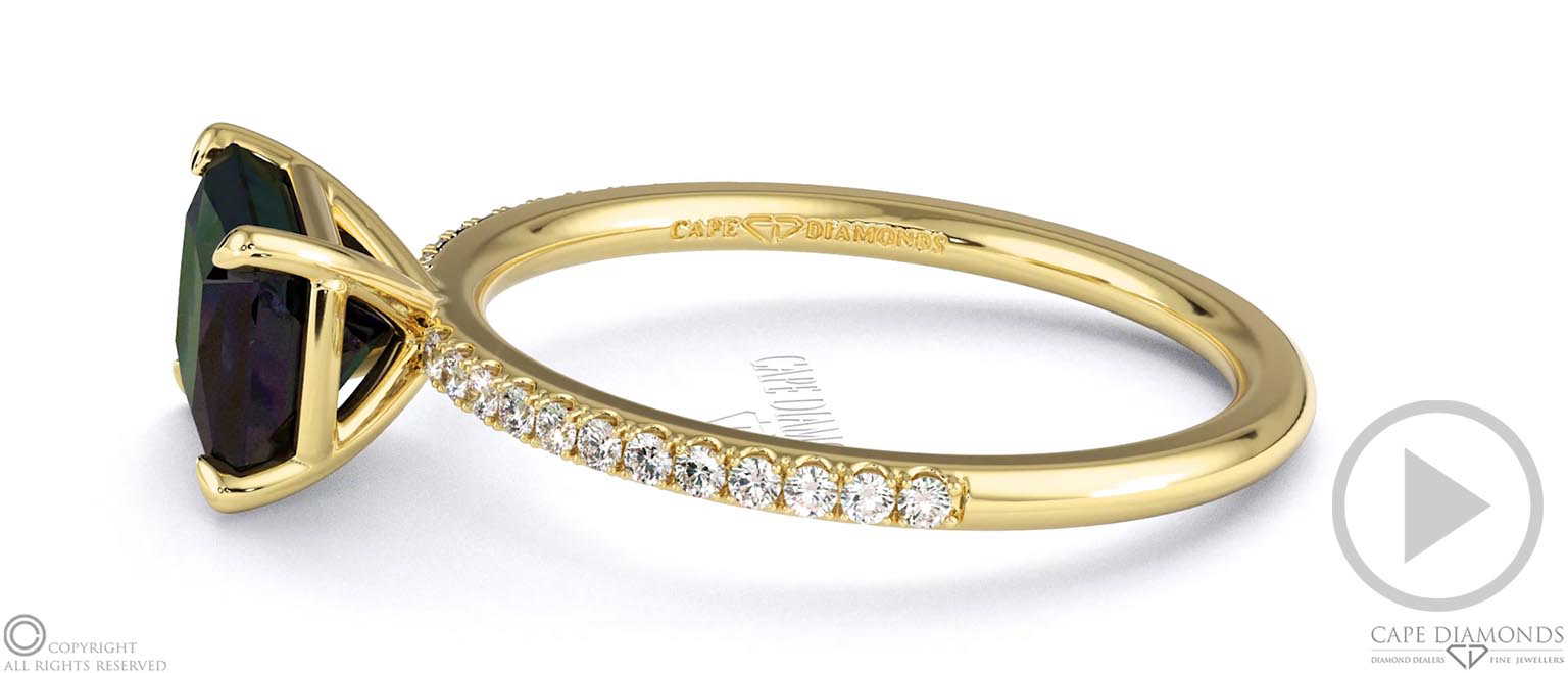 Black Lab Grown Diamond Radiant Cut Pave Engagement Ring Yellow Gold top video