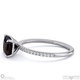 black natural diamond radiant east west side stone engagement ring platinum with platinum metal and radiant shape diamond