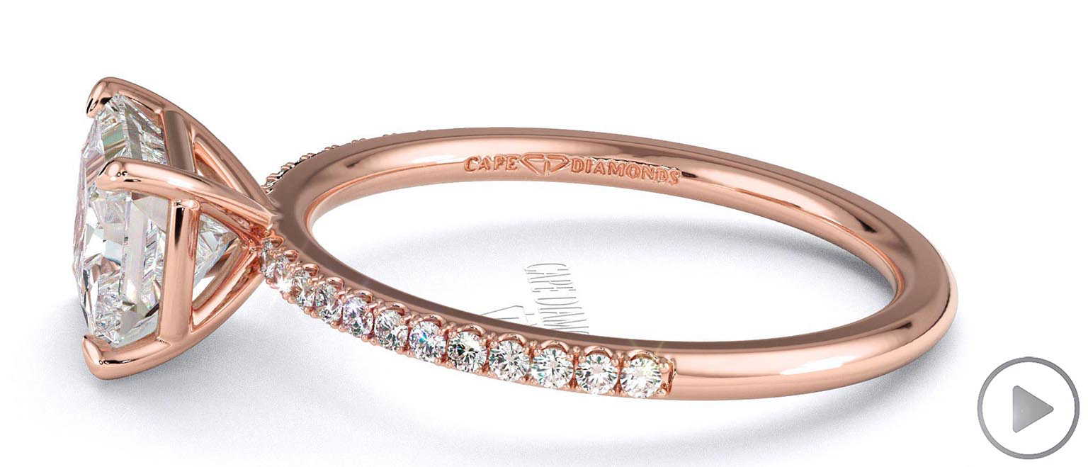 Natural Diamond Radiant Cut Pave Engagement Ring Rose Gold top video
