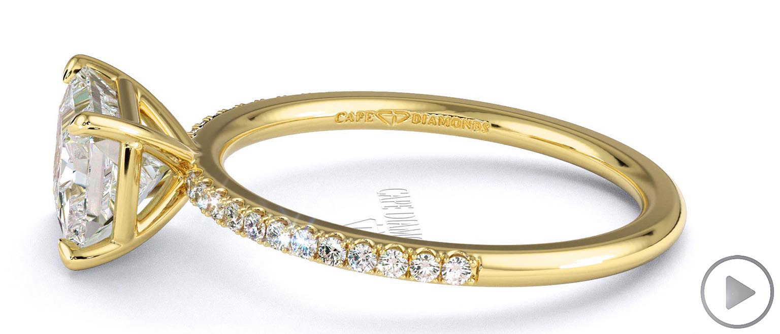 Natural Diamond Radiant Cut East To West Setting Pave Engagement Ring Yellow Gold top video