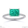 emerald radiant cut east to west setting pave engagement ring white gold with 18k white gold metal and radiant shape diamond