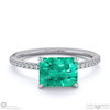 emerald radiant cut east to west setting pave engagement ring white gold with 18k white gold metal and radiant shape diamond