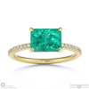 emerald radiant cut east to west setting pave engagement ring yellow gold with 18k yellow gold metal and radiant shape diamond