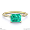emerald radiant cut east to west setting pave engagement ring yellow gold with 18k yellow gold metal and radiant shape diamond